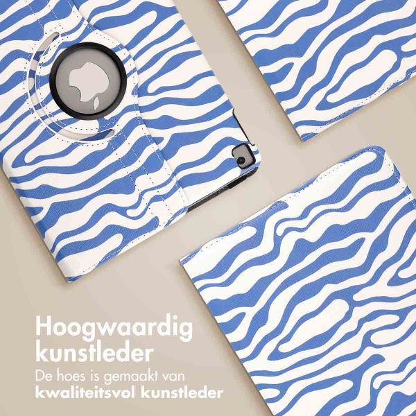 imoshion 360° Draaibare Design Bookcase Apple iPad 9 (2021) 10.2 inch / iPad 8 (2020) 10.2 inch / iPad 7 (2019) 10.2 inch - White Blue Stripes