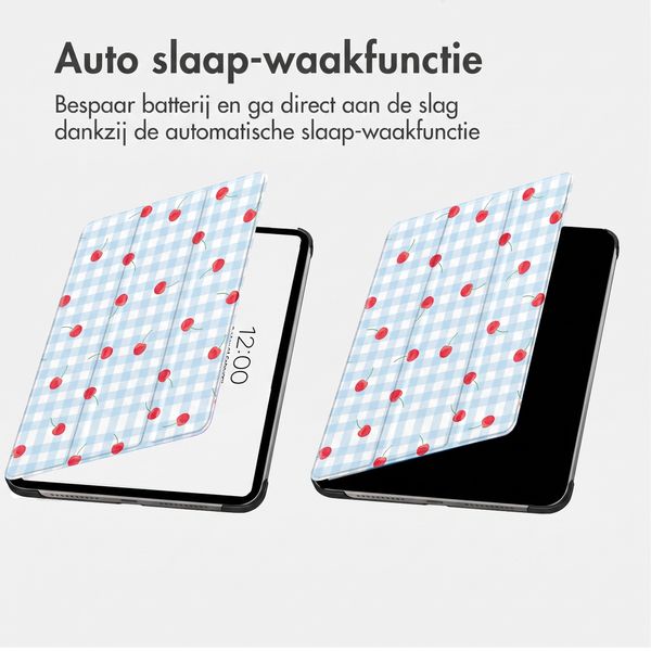 imoshion Design Trifold Bookcase Apple iPad 9 (2021) 10.2 inch / iPad 8 (2020) 10.2 inch / iPad 7 (2019) 10.2 inch - Cherry Check