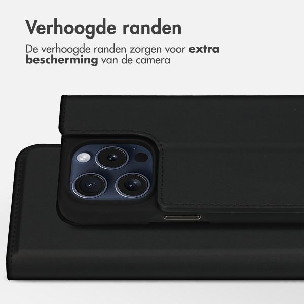 Accezz Premium Leather Slim Bookcase Apple iPhone 15 Pro - Zwart