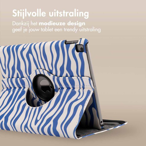 imoshion 360° Draaibare Design Bookcase Apple iPad 9 (2021) 10.2 inch / iPad 8 (2020) 10.2 inch / iPad 7 (2019) 10.2 inch - White Blue Stripes