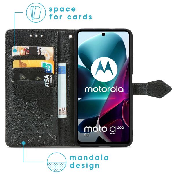 imoshion Mandala Bookcase Motorola Moto G200 - Zwart