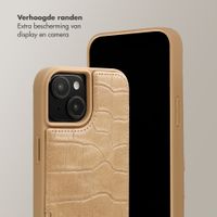 Selencia Nova Croco Telefoonhoes met Koord en Pashouder Apple iPhone 15 - Toasted Almond