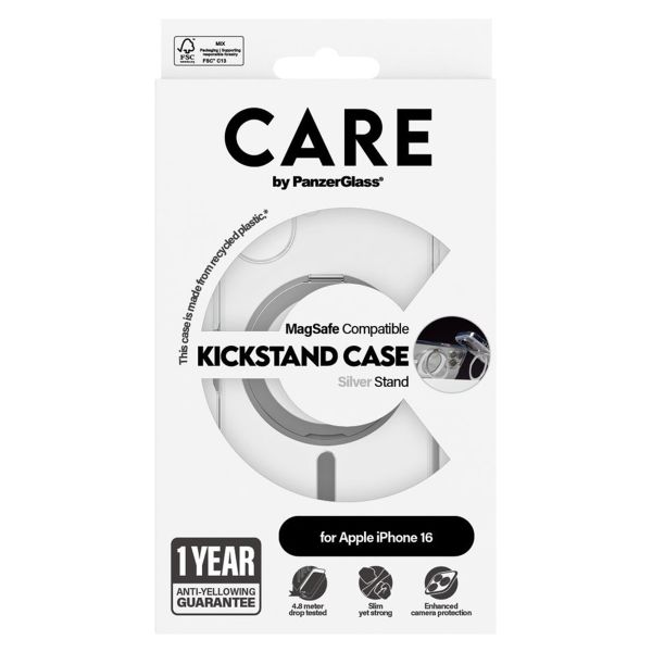 CARE by PanzerGlass Kickstand Case MagSafe Apple iPhone 16 - Silver