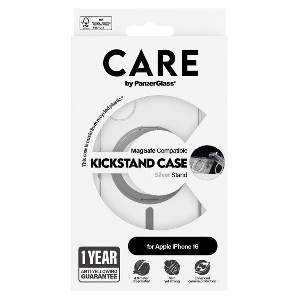 CARE by PanzerGlass Kickstand Case MagSafe iPhone 16 - Zilver