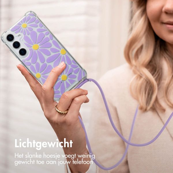 imoshion Design hoesje met koord Samsung Galaxy S25 - Tropical Violet Flowers Connect