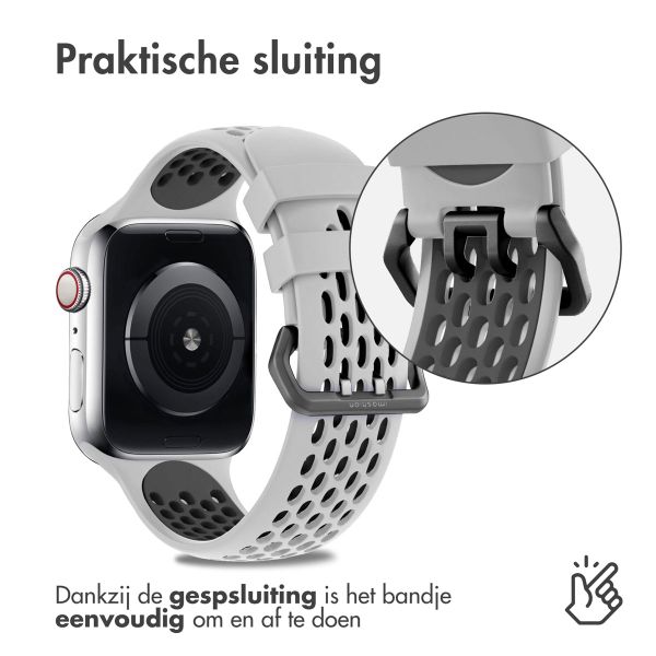 imoshion Siliconen sport bandje met gesp Apple Watch Series 1 - 9 / SE (38/40/41 mm) | Series 10 / 11 (42 mm) - Grey / Black