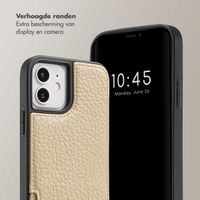 Selencia Nova Backcover met koord en pashouder iPhone 12 (Pro) - Beige