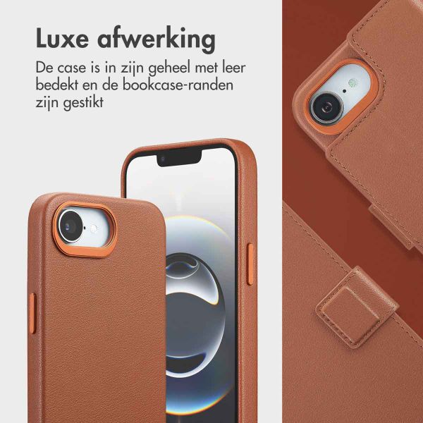 Accezz Leather Bookcase 2-in-1 met MagSafe Apple iPhone 16e - Sienna Brown