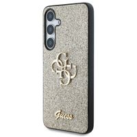 Guess 4G Metal Logo Glitter Backcover Samsung Galaxy S25 - Goud