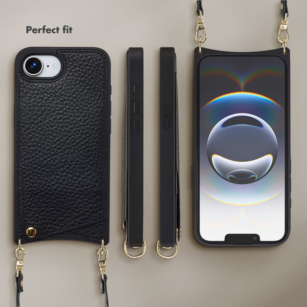 Selencia Nova Phone Case with Cord and Card Holder Apple iPhone 17e / 16e - Black