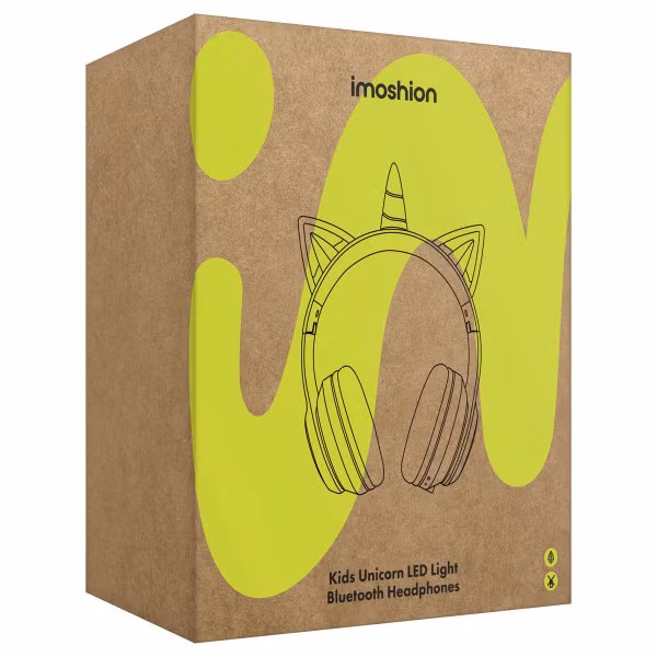 imoshion Draadloze Kinderkoptelefoon Unicorn LED Light - Decibelbegrenzer - Met AUX kabel - Soft Blue / Yellow