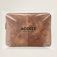 Accezz Leather Laptop hoes met rits 13-14 inch - Laptopsleeve - Cognac