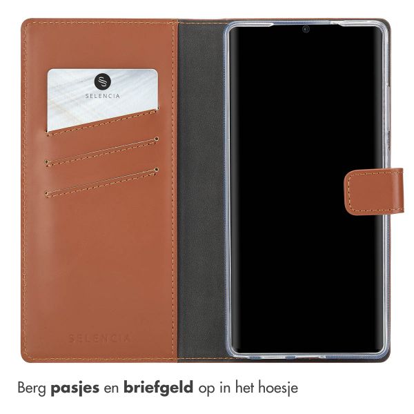 Selencia Echt Leren Bookcase Samsung Galaxy S25 Ultra - Donkerbruin