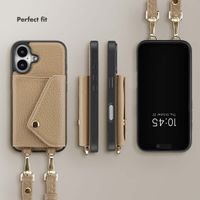 Selencia Sera Telefoonhoes met Koord en Envelop Pashouder Apple iPhone 16 - Taupe