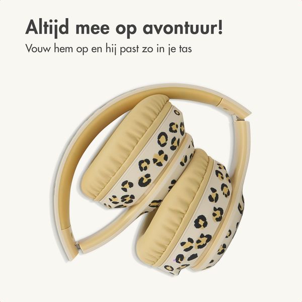 imoshion Special Edition - Draadloze Kinderkoptelefoon met Panterprint LED Light - Decibelbegrenzer - Met AUX kabel - Leopard