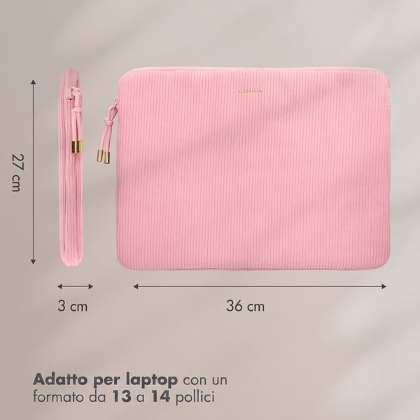 Selencia Corduroy Laptop hoes 13-14 inch - Laptopsleeve - Soft Blush