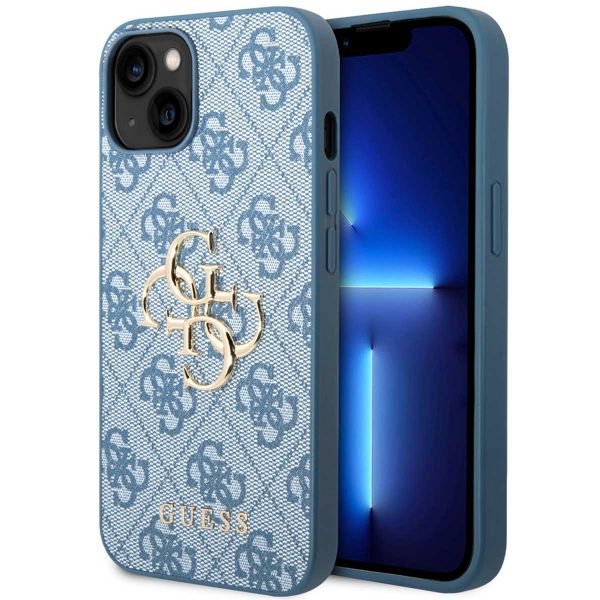 Guess 4G Metal Logo Backcover iPhone 14 - Blauw