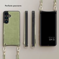 Selencia Nova Croco Backcover met koord en pashouder Samsung Galaxy S24 - Sage Green