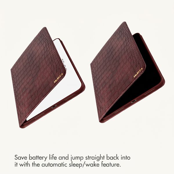 Selencia Croco Bookcase Apple iPad Air 11 inch (2026) M4 / (2025) M3 / (2024) M2 / Air 5 (2022) / Air 4 (2020) - Burgundy