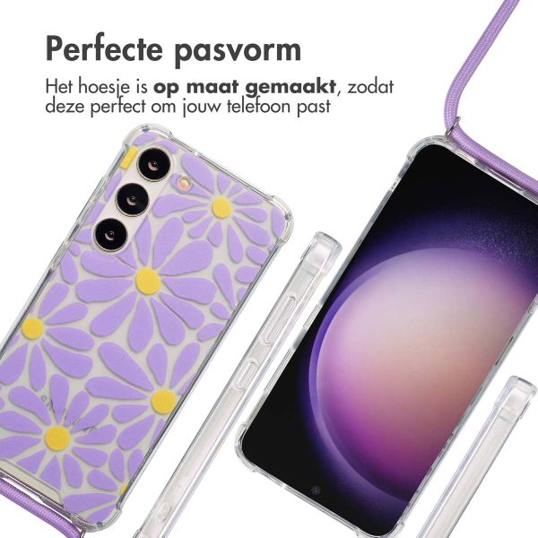 imoshion Design hoesje met koord Samsung Galaxy S23 - Tropical Violet Flowers Connect