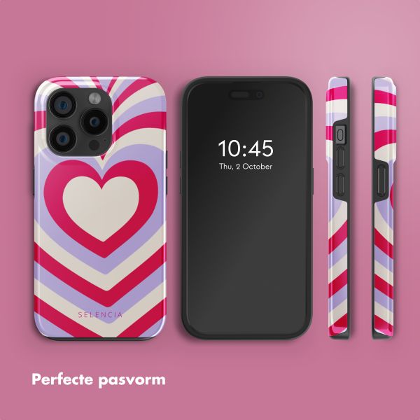 Selencia Vivid Tough Backcover met MagSafe iPhone 15 Pro - Double Hearts Rubine Red Lilac