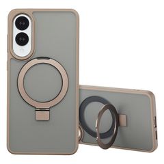 Accezz Ring Stand Backcover met MagSafe Samsung Galaxy S25 Edge - Bruin