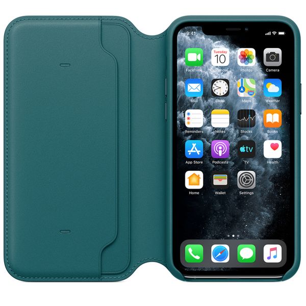 Apple Leather Folio Bookcase iPhone 11 Pro - Peacock