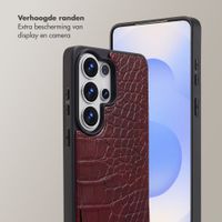 Selencia Nova Croco Telefoonhoes met Koord en Pashouder Samsung Galaxy S26 Ultra - Burgundy