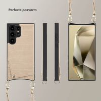 Selencia Nova Croco Telefoonhoes met Koord en Pashouder Samsung Galaxy S24 Ultra - Beige