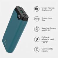 imoshion Power bank 20,000 mAh - 22.5W Fast charger - USB-C / USB-A - Petrol Green