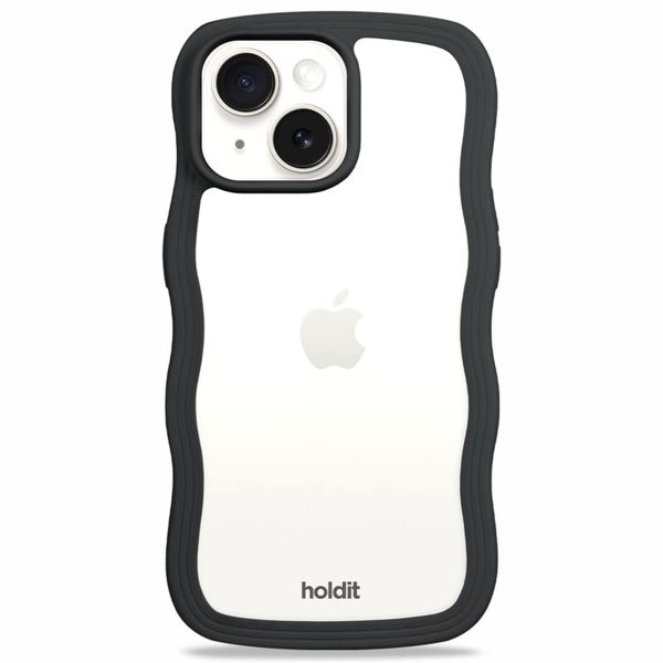 Holdit Wavy Case iPhone 15/14/13 - Black / Transparant