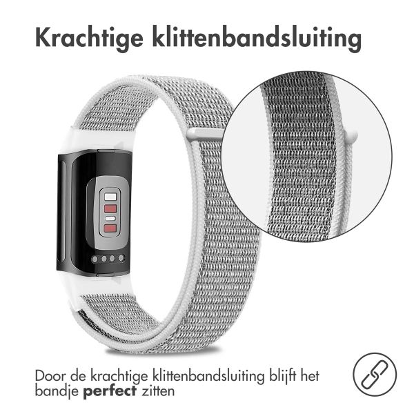 imoshion Nylon bandje Fitbit Charge 5 / Charge 6 - Maat L - Lichtgrijs