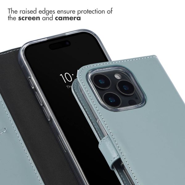 Selencia Genuine Leather Book Case Apple iPhone 16 Pro - Air Blue