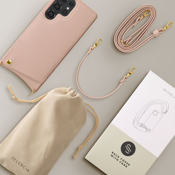 Selencia Nova Telefoonhoes met Koord en Pashouder Samsung Galaxy S25 Ultra - Dusty Rose