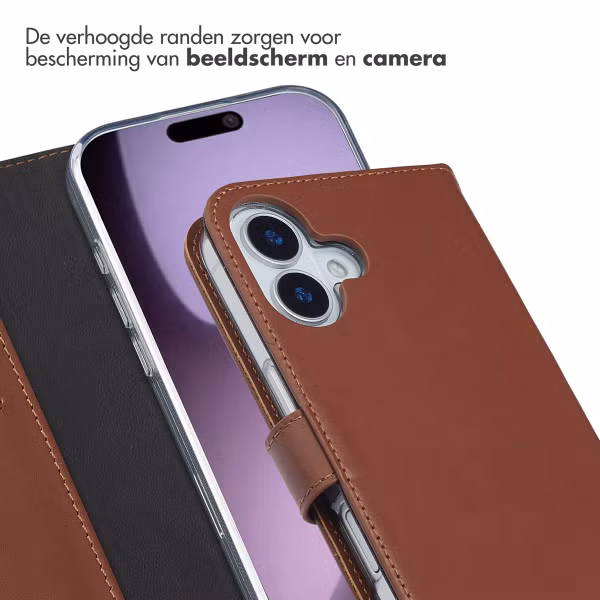 Selencia Echt Leren Bookcase Apple iPhone 17 - Lichtbruin