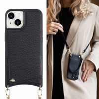 Selencia Nova Phone Case with Cord and Card Holder Apple iPhone 15 - Black