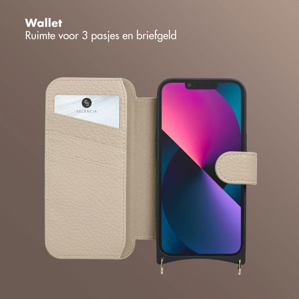 Selencia Riva Bookcase met MagSafe en Koord Apple iPhone 14 / 13 - Beige
