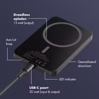 Selencia Vivid MagSafe Powerbank 5.000 mAh - Draadloze Powerbank - MagSafe en Qi2 - Black / Swirl Black