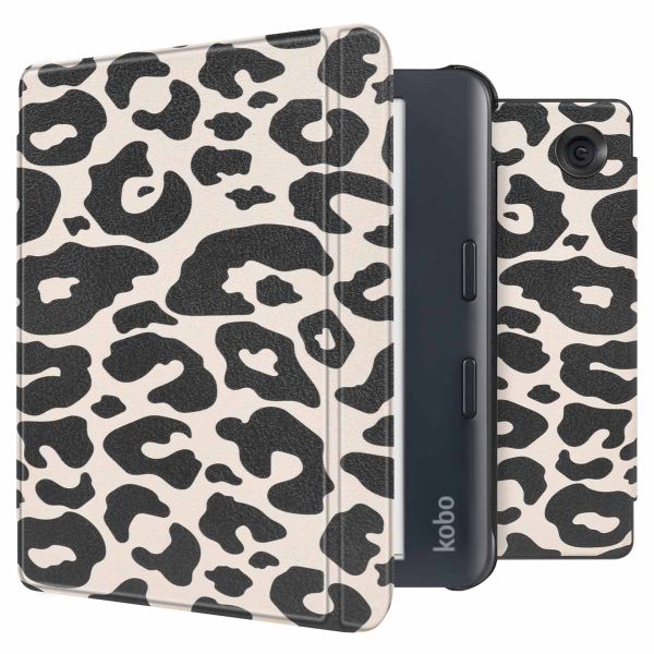 imoshion Design Slim Hard Case Sleepcover met stand Kobo Libra Colour - Leopard