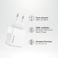 imoshion Oplader - USB-C en USB-A - Power Delivery en Quick Charge - 35W + USB-C naar USB-C kabel - 1 meter - Wit