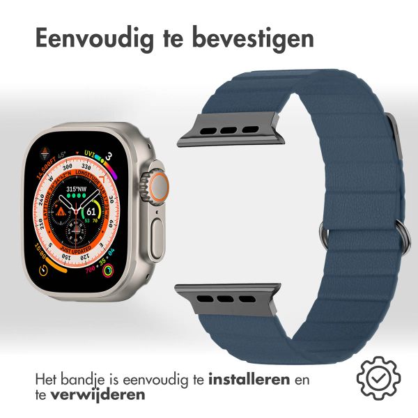 imoshion Magnetisch lederen bandje Apple Watch Series 1-10 / SE / Ultra (2) - 42/44/45/46/49 mm - Blauw