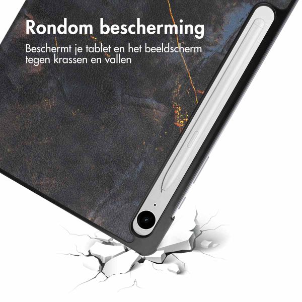 imoshion Design Trifold Bookcase Samsung Galaxy Tab S10 Lite / S9 11.0 inch / Tab S10 FE / S9 FE 10.9 inch - Black Marble