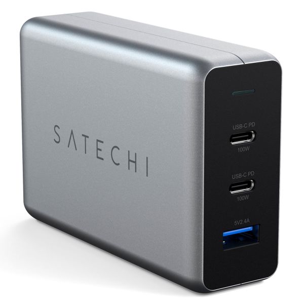 Satechi USB-C 100 watt GaN Compact Charger | Compacte snellader met verlengsnoer - Space Gray