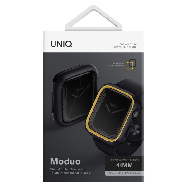 Uniq Moduo Apple Watch Case met uitwisselbare Bezel Apple Watch 4-9 / SE - 40/41 mm - Midnight (Black/Mustard)