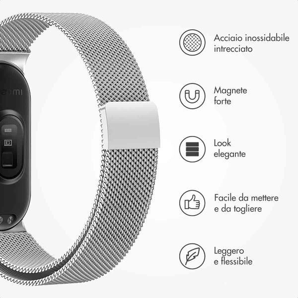 imoshion Milanees magnetisch bandje Xiaomi Smart Band 8 / 9 - Zilver
