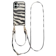 Selencia Nova Telefoonhoes met Koord en Pashouder Apple iPhone 16 - Zazzy Zebra