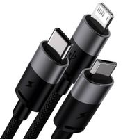 Baseus StarSpeed Series 3-in-1 snellaadkabel - USB-A naar USB-C / Lightning / Micro-USB - 1,2 meter - Zwart