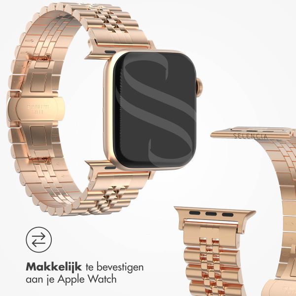 Selencia Jubilee stalen bandje Apple Watch Series 1 t/m 9 / SE (38/40/41 mm) | Series 10 (42 mm) - Rosé Goud