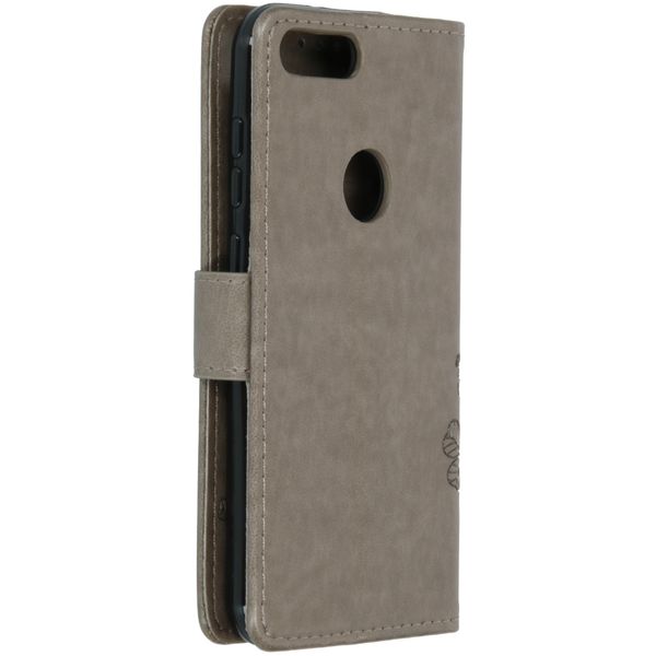 Klavertje Bloemen Bookcase Alcatel 1S (2019) - Grijs