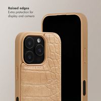 Selencia Nova Croco Phone Case with Cord and Card Holder Apple iPhone 16 Pro - Toasted Almond